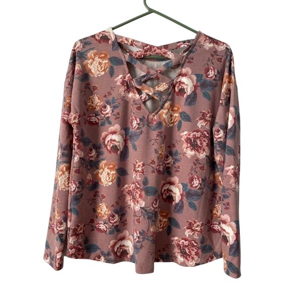 The Line of Style NWT Womens M Cottagecore Floral Criss Cross Back Boho Top Boho - Picture 5 of 10